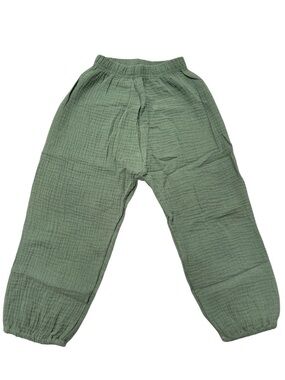 🏝️ NWT Sage Green Muslin 100% Cotton Pants Size 4T-5T Elastic Waist Soft Gauze